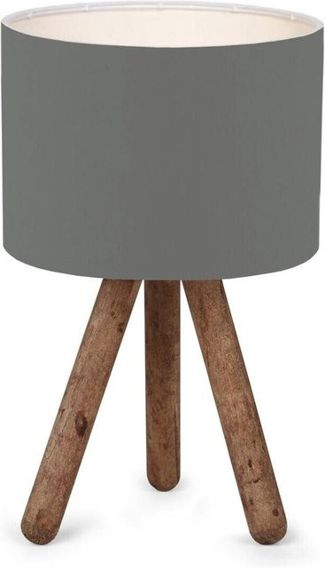 Opviq Tischleuchte Dunkelgrau aus Holz und Stoff mit E27 Fassung B/H/T: 19 x 32 x 19 cm - Bild 1