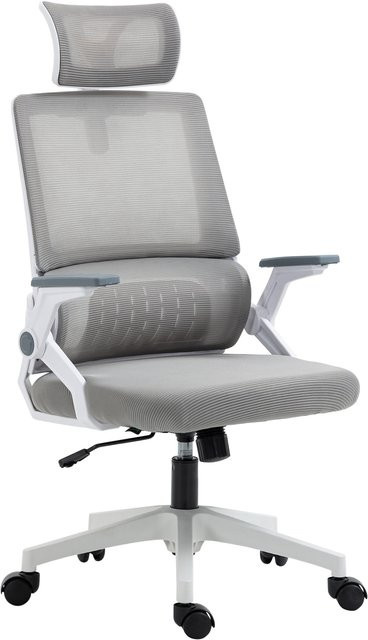 Vinsetto Ergonomischer Bürostuhl mit verstellbarer Kopfstütze, Armlehnen und Lendenstütze aus Mesh in Schwarz - Bild 1