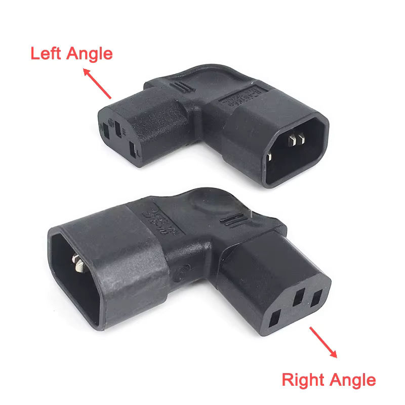 JCD AC-Adapter IEC 320 C14 auf C13, 3-poliger Stecker auf Buchse mit 90-Grad-Winkel, Schwarz - Bild 2