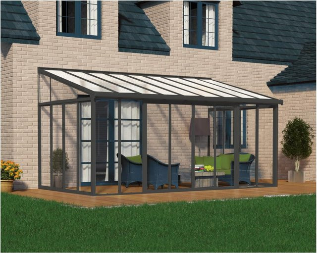 Palram Canopia SanRemo Wintergarten in Anthrazit mit Polycarbonat-Hohlkammerplatten und 3 Türen, B: 295 cm, T: 546 cm, H: 310 cm - Bild 1