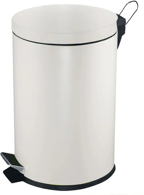 PROREGAL Runder Tretabfallsammler mit herausnehmbarem Kunststoff-Inneneimer, Weiß, H x B x T: 28,4 x 24,5 x 20 cm, 5 Liter - Bild 1