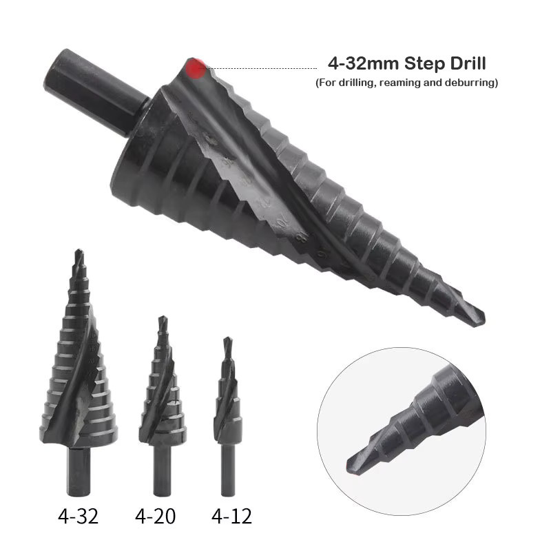 LouCnloin HSS Kobalt Stufenbohrer Set mit Stickstoffspirale für Metall, Schwarz, 4-32 mm - Bild 3