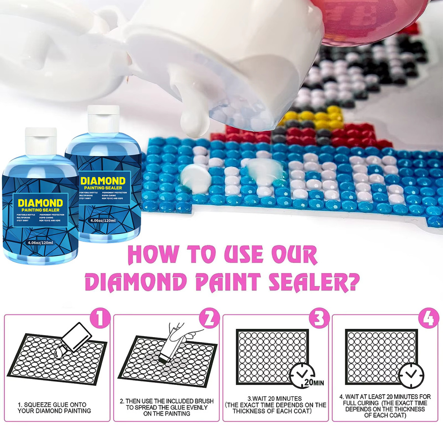 Diamantmalerei Versiegelungsset mit 120 ml Kleber für Diamond Painting Zubehör und Puzzle-Werkzeuge für Erwachsene - Bild 2