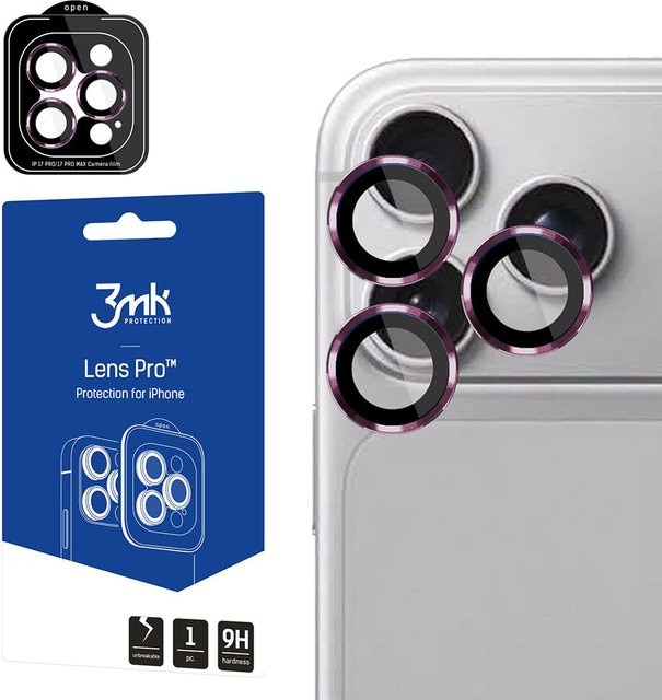 3MK Protection Pro Rückkamera-Schutzfolie aus gehärtetem Glas für Apple iPhone 18 Pro und iPhone 18 Pro Max, Burgunderrot - Bild 1