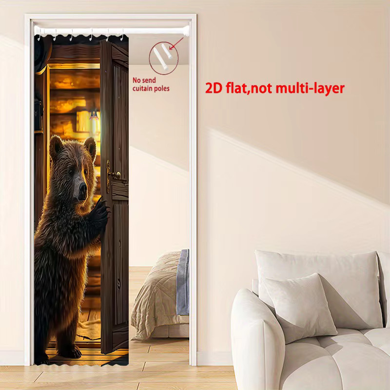 VIKAMA Türvorhang mit braunem Bärenmotiv als dekorative Trennwand für Wohnzimmer und Flur - Bild 2
