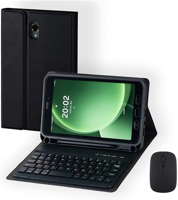 Bluetooth-Tastaturhülle für Samsung Galaxy Tab Active 3 8.0 und Tab Active 5 8.0 SM-X300 SM-X306B in Schwarz mit Hebräischer Tastaturbelegung - Bild 1