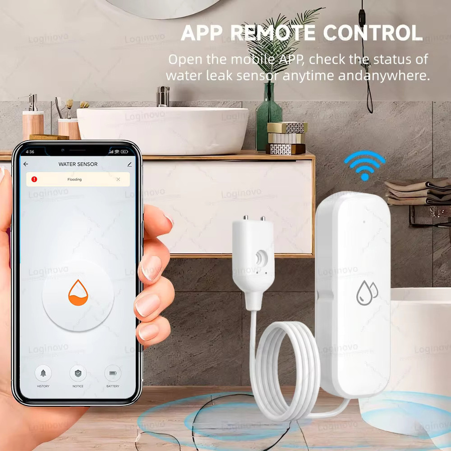 Coolo Zigbee Wasser Sensor Flut und Leck Detektor in Weiß für Tuya Smart Life App und Z2M Smart Home Sicherheit - Bild 3