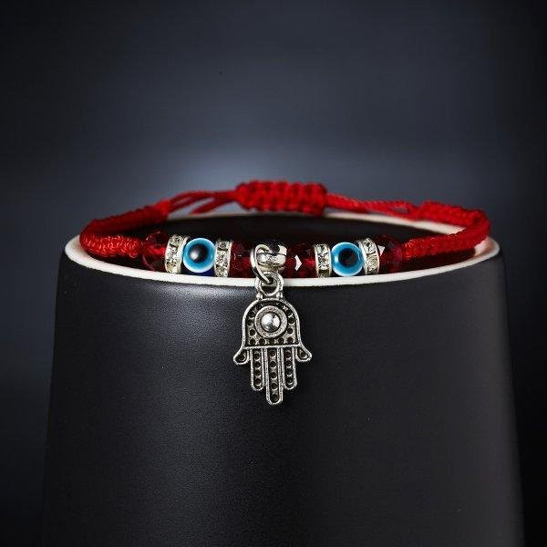 Armband Lucky Eye Blue Evil Eye, Rote Schnur, Unisex - Bild 1