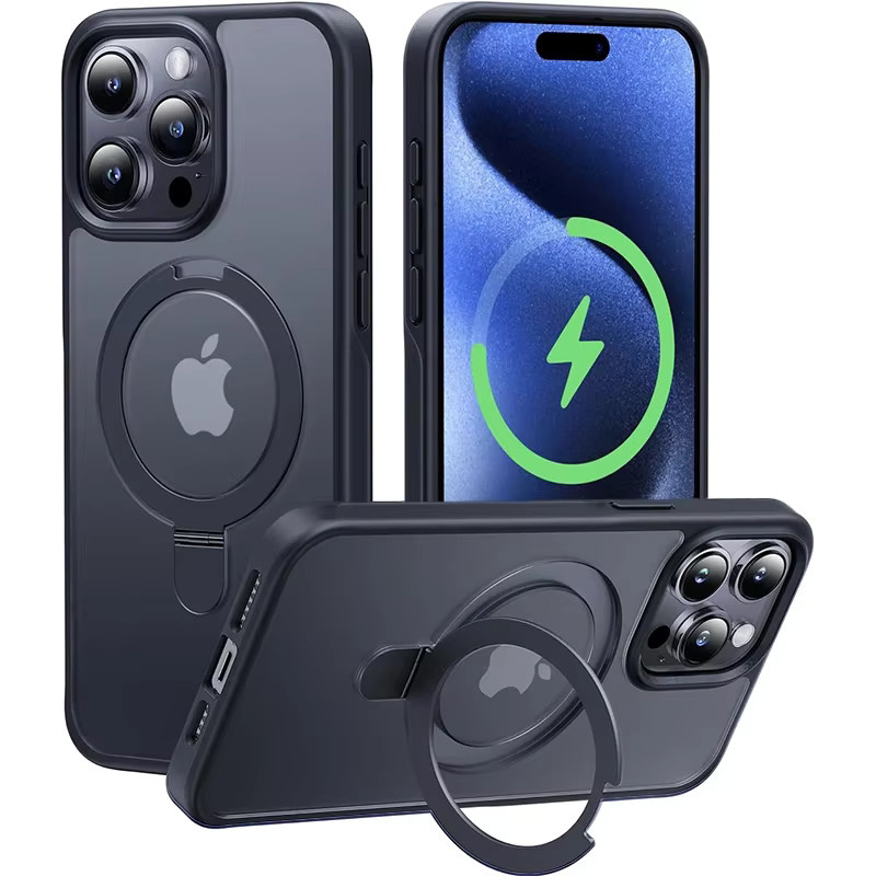 UYUXIO Magnetische Handyhülle mit Ringständer für iPhone 17 Pro Max, 16, 15, 14, 13, 12, 11 in Schwarz - Bild 4