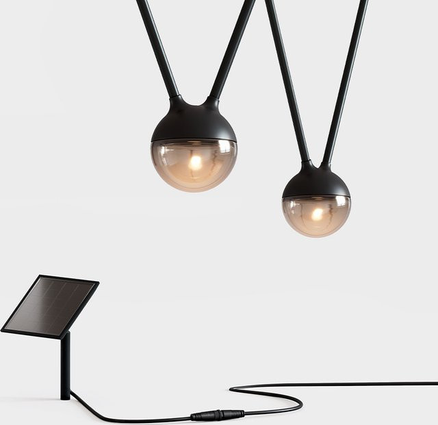 Cherry Bubbls Solar LED-Lichterkette mit Solarpanel in Schwarz und Transparent, Warmweiß, IP44 wetterfest mit Dämmerungssensor - Bild 1