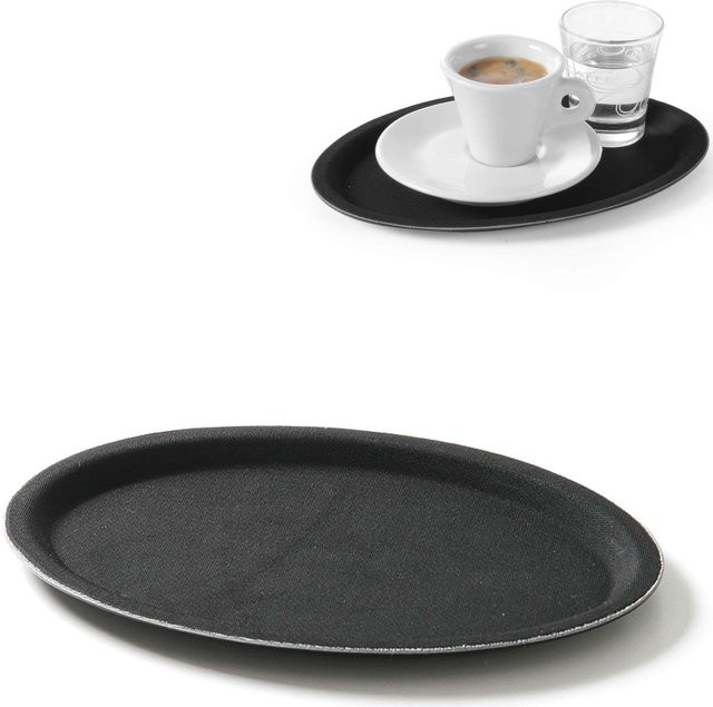 Hendi Kellnerschale aus Kunststoff, oval, rutschfest, schwarz, B/T/H: 26,5 x 20 x 2 cm - Bild 1