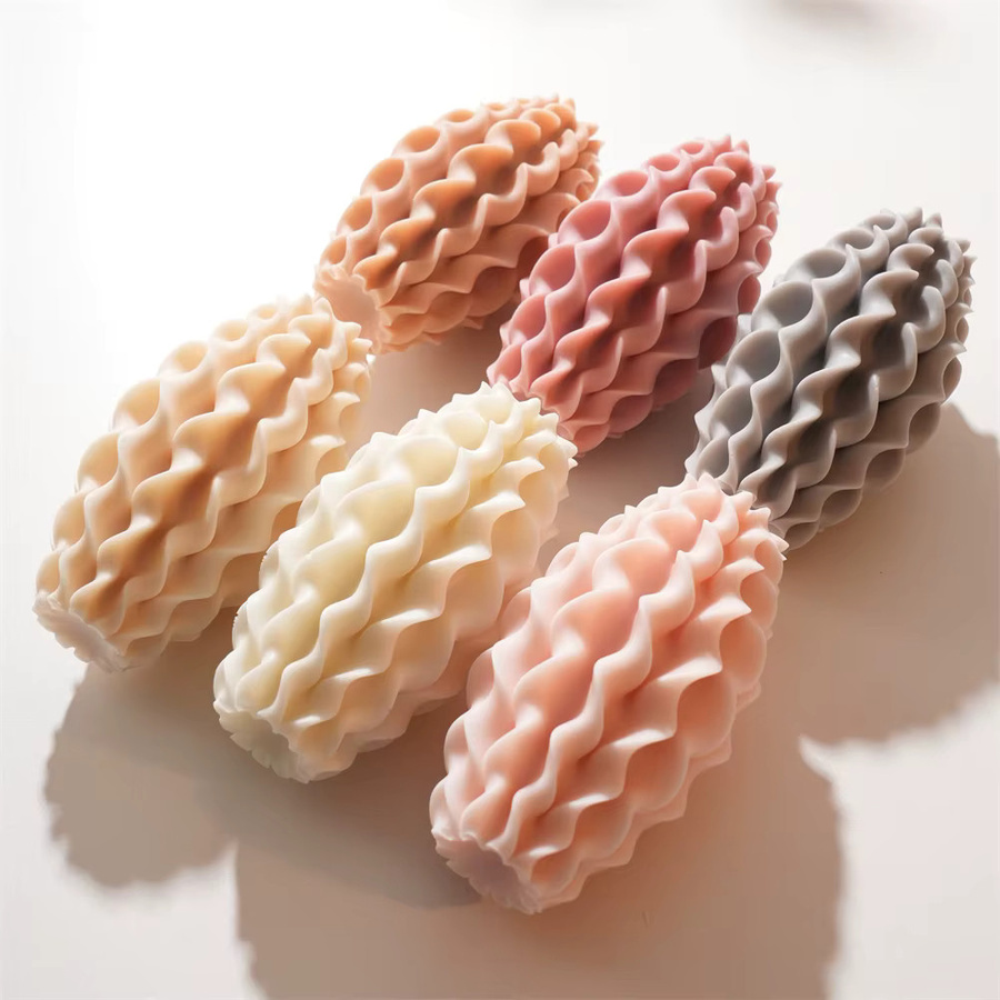 SANZON Silikonform für geometrische Wellen-Spiral-Säulenkerzen in Pink und Multicolour für abstrakte Kunstdeko - Bild 2