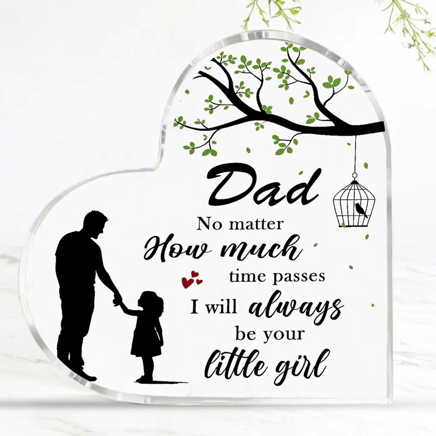 CIFBUY Lasergravierte Acrylplakette in Transparent mit Herz-Design als sentimentales Geschenk für Papa zum Geburtstag oder Jahrestag - Bild 2