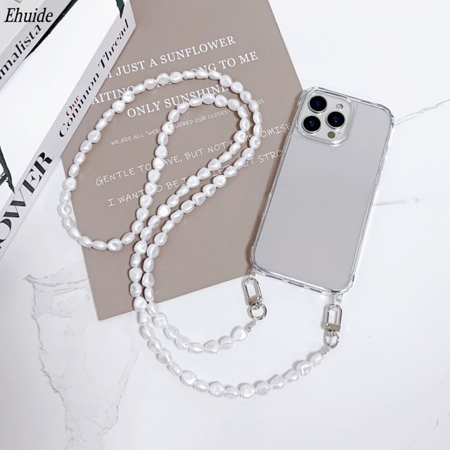 Eurynome Perlenkette mit Umhängeband und stoßfester Hülle für iPhone, Acryl-Schutzhülle mit Lanyard, transparent - Bild 1