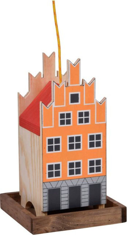 DOBAR Deko-Vogelhaus Münster aus Holz in Orange und Rot, H x B x T: 30 x 19 x 19 cm - Bild 1