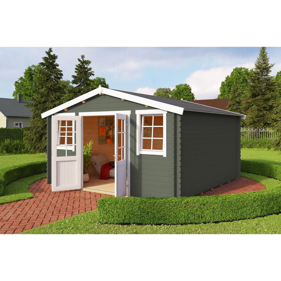 Lasita Gartenhaus Wels in Grau-Grün mit Außenmaßen von 425,1 x 245,1 x 410 cm - Bild 2