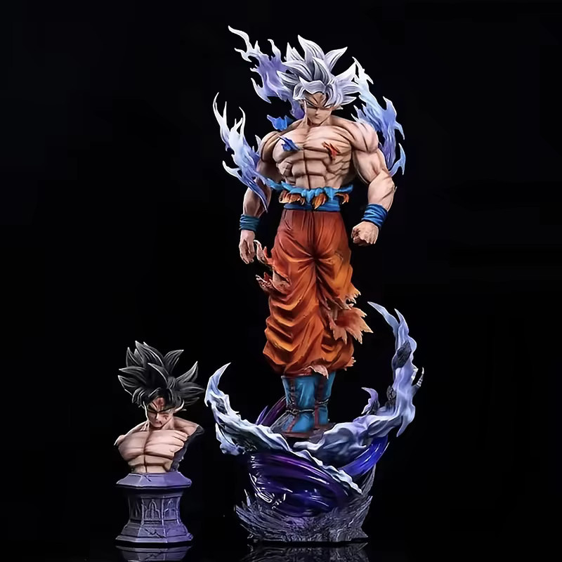Bandai Dragon Ball Ultra Instinct Goku, PVC-Figur, 42 cm, austauschbare Doppelkopf-Statue - Bild 2
