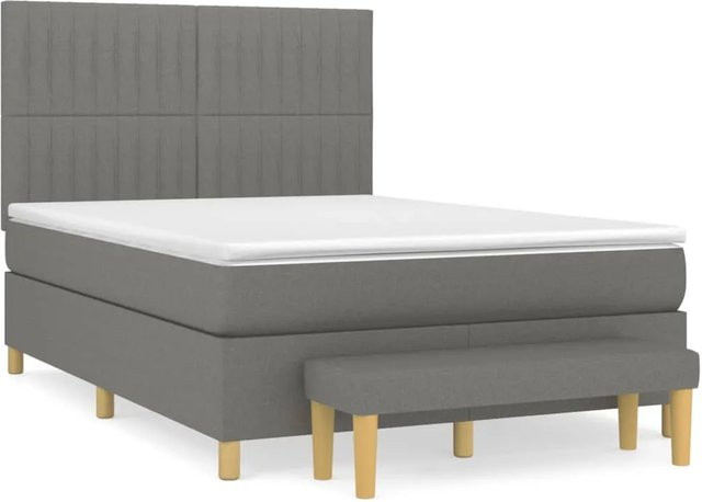 vidaXL Boxspringbett mit Matratze Hybrid-Design in Dunkelgrau, B/T/H: 140 x 200 x 30 cm - Bild 1