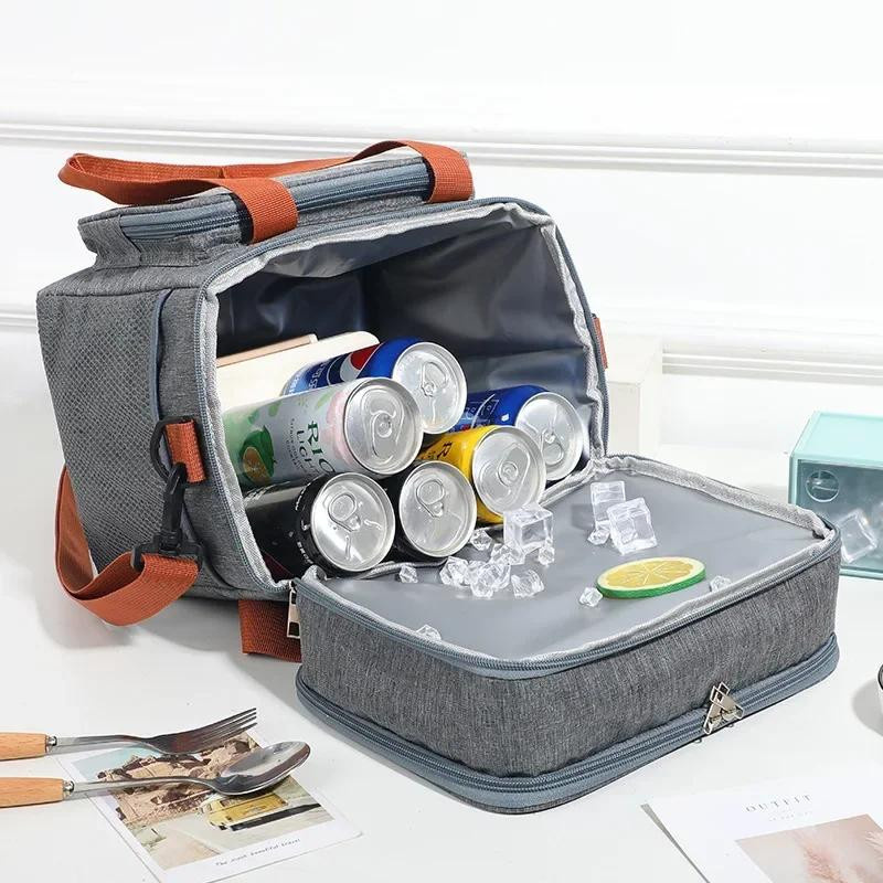 Isolierte Oxford Picknick-Lunch-Tasche mit großer Kapazität und Tragegriff als Thermo-Schultertasche - Bild 3