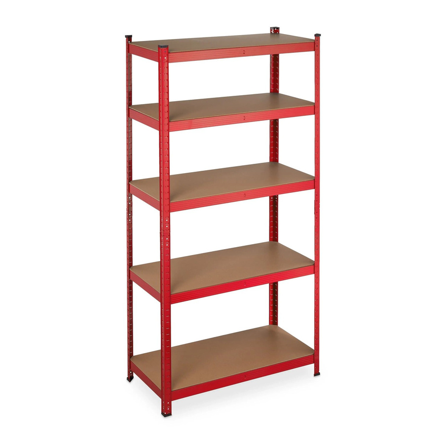 Relaxdays Schwerlastregal mit Stecksystem aus Stahl, MDF und Kunststoff in Rot, H: 180 cm, B: 90 cm, T: 45 cm - Bild 2