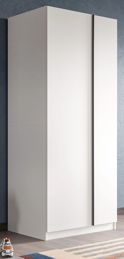 Kleiderschrank Girona 2-türig in Weiß, modern mit Kleiderstange, B/H: 80 x 183 cm - Bild 1