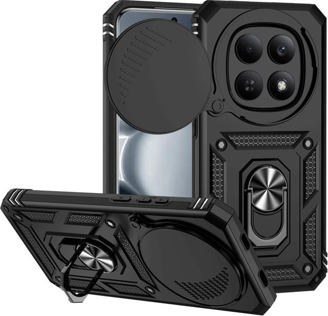 Stoßfeste Armor-Hülle für Xiaomi Redmi Note 15 Pro 5G 4G mit Schiebeobjektivschutz in Schwarz - Bild 1