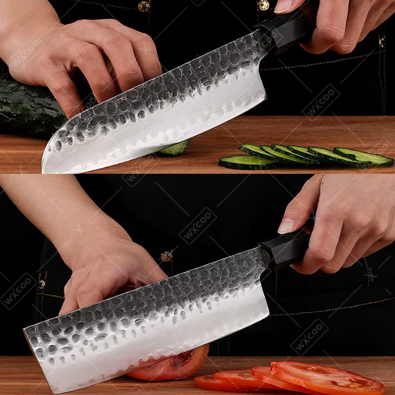 WXCOO Japanisches Kiritsuke-Messer aus Damaszenerstahl mit Holzgriff als professionelles Fleischmesser und Fischfiletiermesser - Bild 4