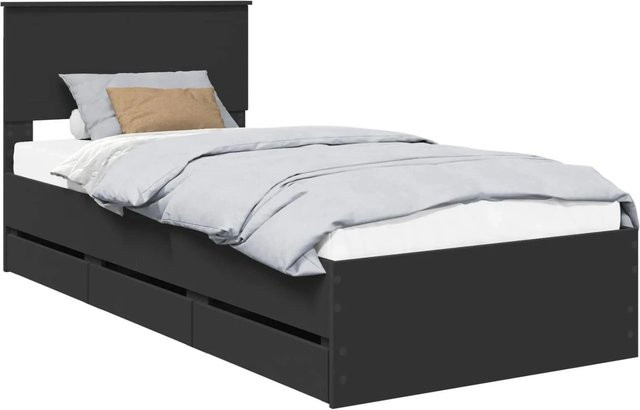 vidaXL Bettrahmen mit Schubladen in Schwarz, modern, aus Holzwerkstoff, Breite: 90 cm, Länge: 200 cm - Bild 1