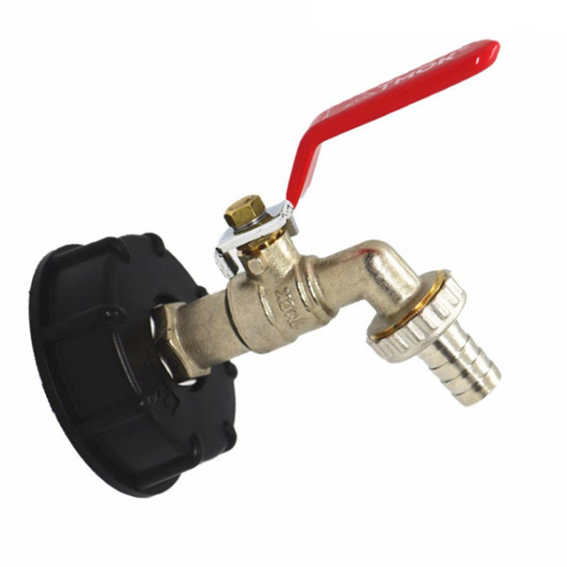 TOMTOP JMS IBC-Wannenadapter aus Messing mit 1/2 Zoll Wasserhahn-Auslassventil für Gartenschläuche, Silber - Bild 2