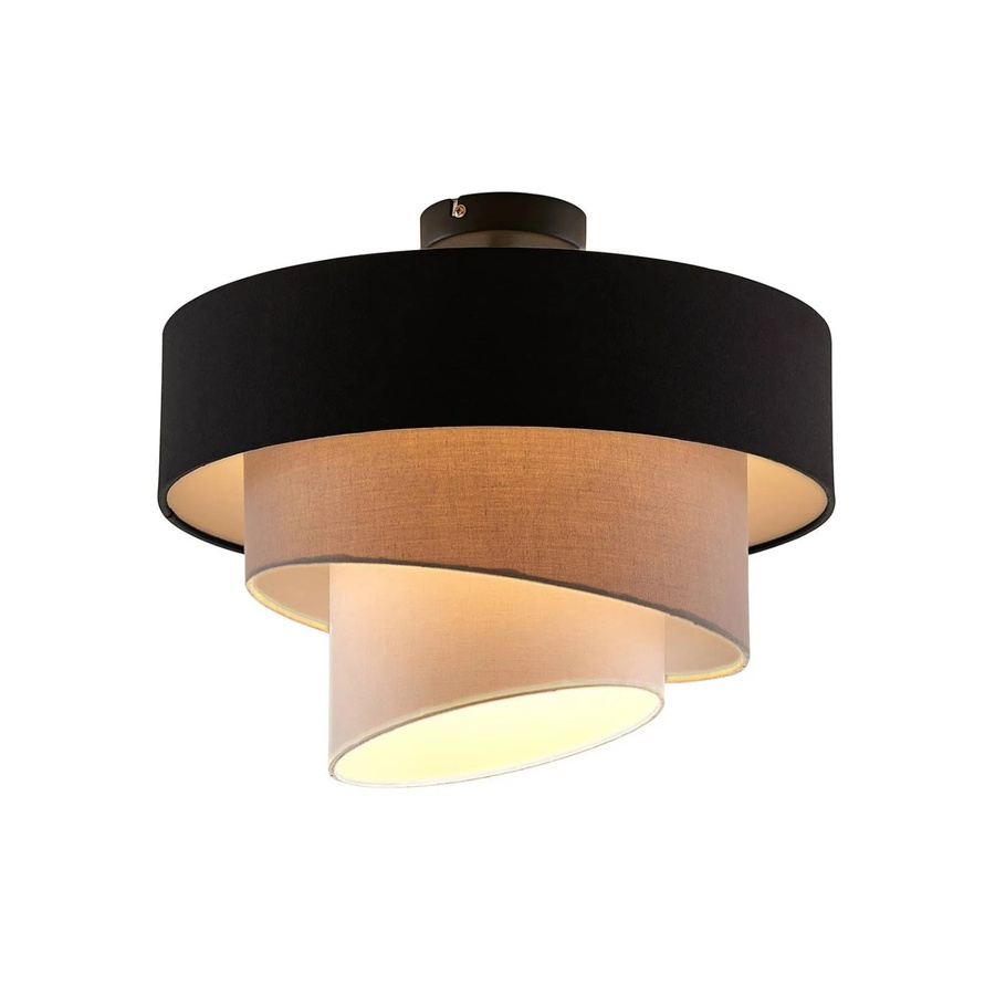 Lindby Deckenlampe Coria Modern Schwarz aus Textil 1-flammig E27, Durchmesser: 40 cm, Höhe: 15 cm - Bild 2