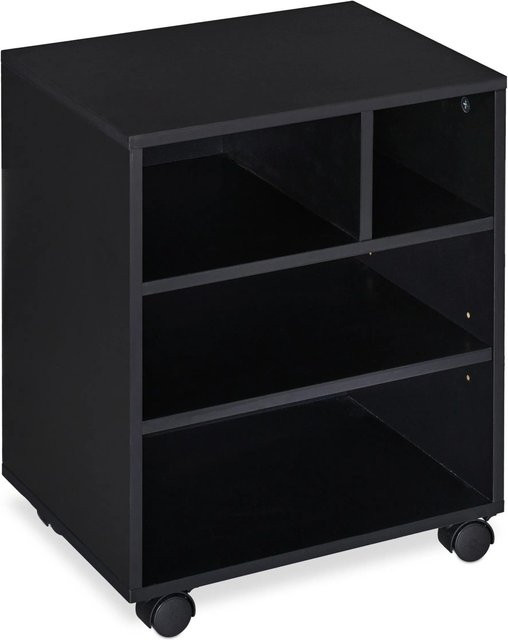 Relaxdays Rollcontainer aus Spanplatte und Kunststoff in Schwarz, Mobil für Büro und Arbeitszimmer, B/T/H: 49 x 40 x 30 cm - Bild 1