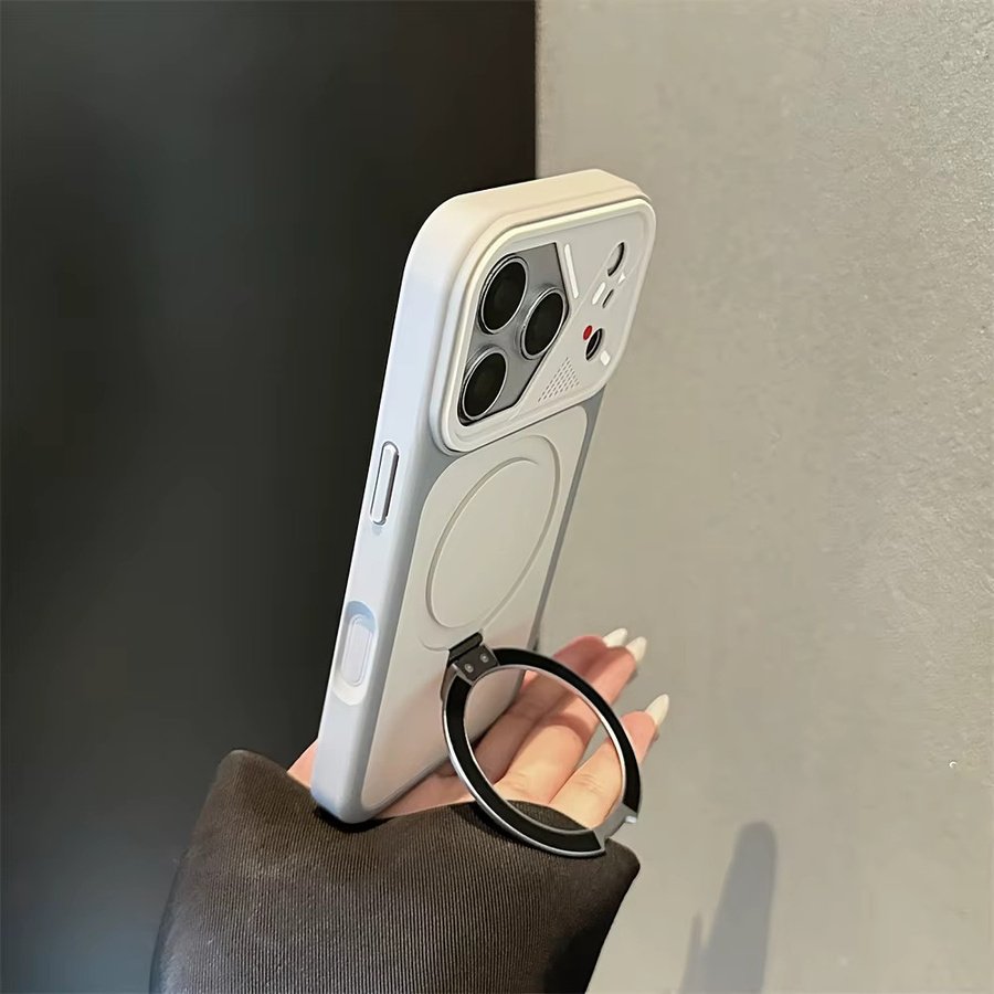 Jinitaimeik Armor MagSafe Magnetische Handyhülle mit Metallring-Halterung für iPhone 17 16 15 14 13 12 11 Pro Max Plus in Schwarz Matt - Bild 2