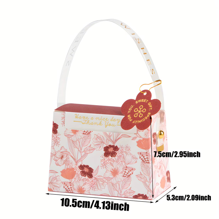 10er-Pack Premium-Geschenkboxen aus Papier in Orange mit Bandgriffen und dekorativen Verzierungen für besondere Anlässe - Bild 2