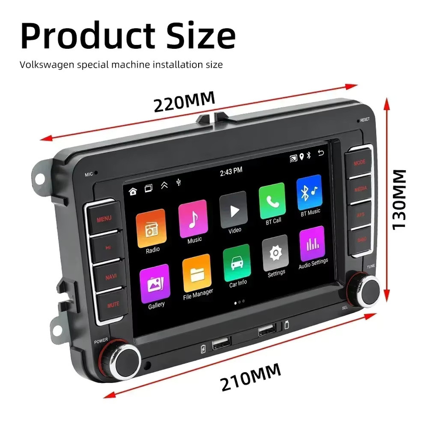 Icreative 7-Zoll Android Multimedia Auto Stereo mit GPS Navigation und Apple Carplay in Schwarz für Volkswagen Golf Polo Jetta Passat B6 B7 CC und Skoda - Bild 4