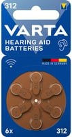 Varta Hörgerätebatterie 312 Zinc Air Knopfzellen, 6 Stück - Bild 1
