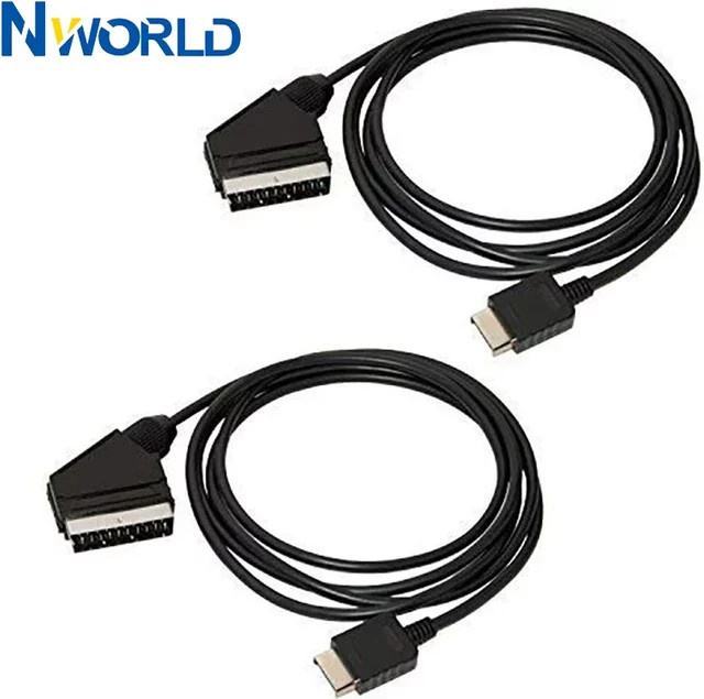 FTBTOC 2er Set RGB SCART AV Kabel für Playstation PS2 PS3 und Xbox Erste Generation in Schwarz, Länge: 1,83 m - Bild 1