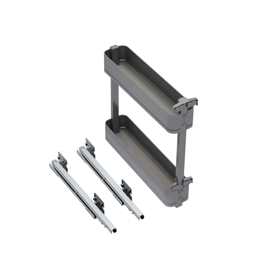 Emuca Titan Simplex Flaschenhalter seitlich ausziehbar mit Soft-Close Modul, Anthrazitgrau, Breite: 200 mm - Bild 2