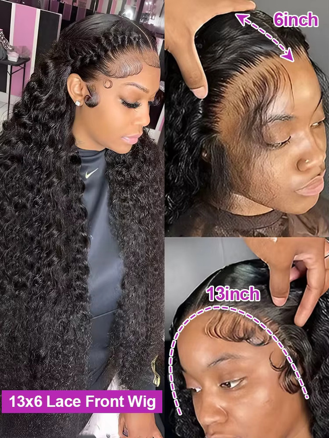 HJ WEAVE BEAUTY Deep Wave Lace Frontal Perücke, 300% Dichte, Damen - Bild 3