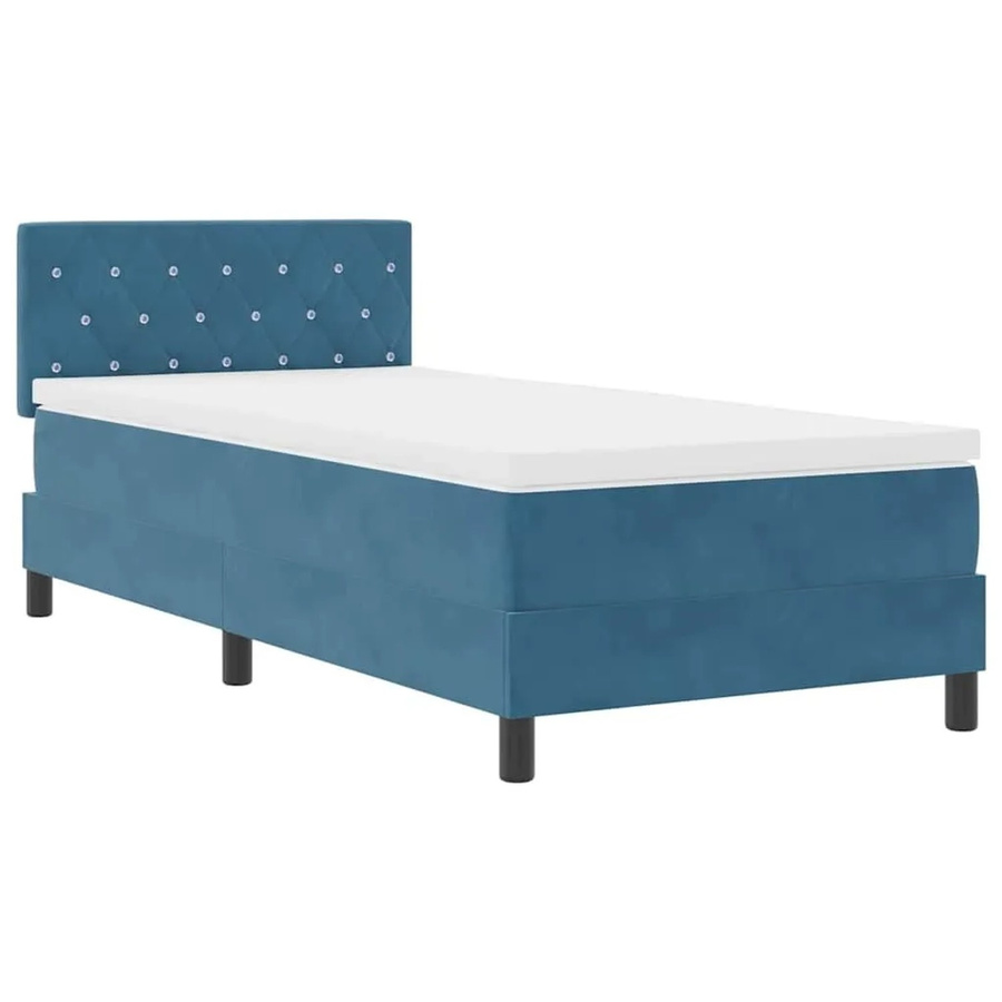 vidaXL LED Boxspringbett mit Matratze in Dunkelblau, Samt, B/T: 100 x 200 cm - Bild 2