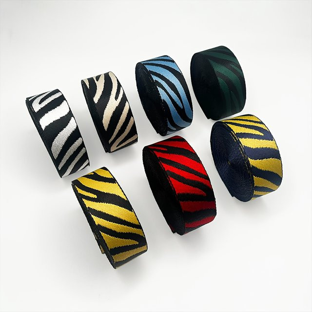 Zebra gestreiftes Stoffband mit Farbverlauf für DIY-Bastelbedarf und Taschenriemen, Breite: 3,8 cm, Länge: 5 m, Mehrfarbig - Bild 1