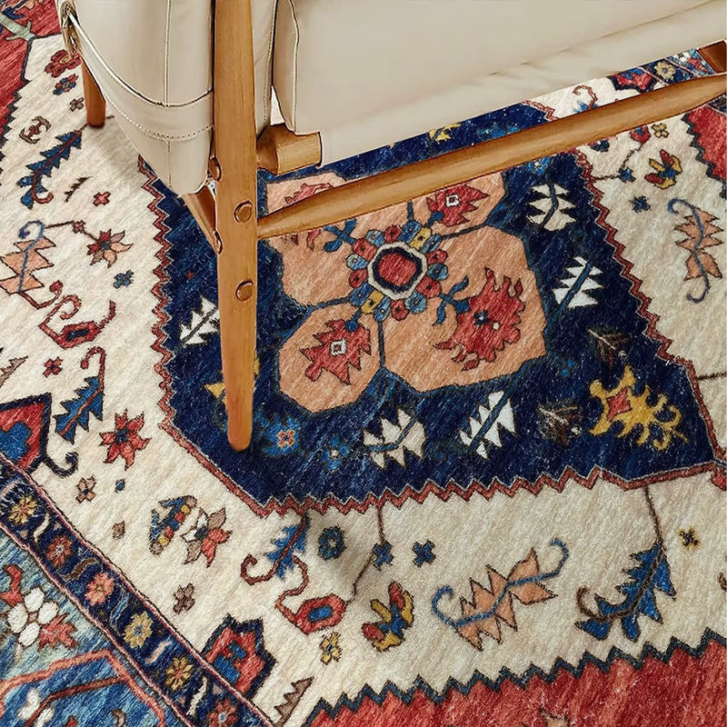 Vikama Boho Plüschteppich in Imitation Kaschmir, Waschbarer Bodenmatte für das Wohnzimmer, Multicolour - Bild 4