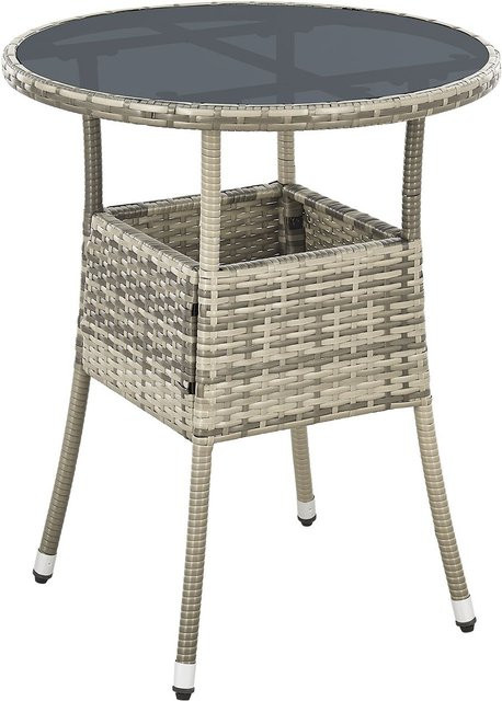 Juskys Polyrattan Gartentisch Yoro rund, Grau, Durchmesser: 60 cm - Bild 3