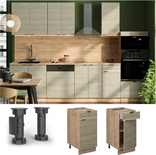 Vicco Küchenunterschrank Fame-Line Schubladenschrank in Eiche, Breite: 40 cm, Höhe: 82 cm, Tiefe: 60 cm - Bild 3