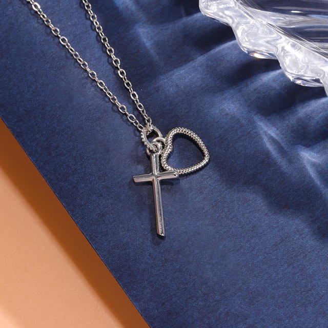 Halskette Vintage Love Cross, 925 Silber - Bild 1