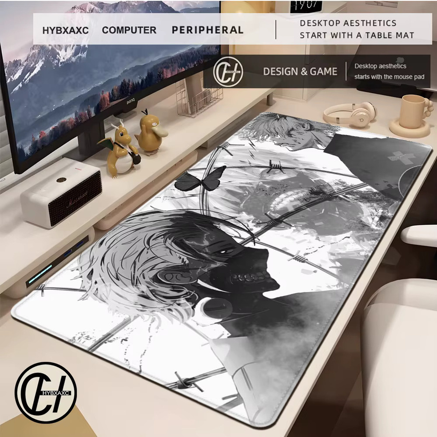 HYBXAXC Mauspad Tokyo Ghoul Kaneki Ken Design in Schwarz und Weiß für Gaming und Büro - Bild 2