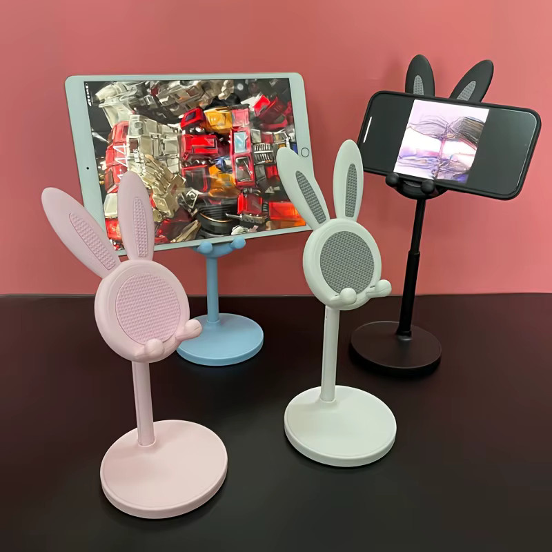 Opansten Verstellbarer Telefonständer im Cartoon-Häschen-Design für iPhone, Kindle, iPad und Tablet in Blau oder Pink - Bild 2