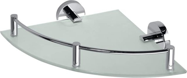 BOMEGA Glasablage Eckmodell aus Milchglas in Silber und Chrom poliert mit Messing, B/T/H: 25,5 x 25,5 x 25,5 cm, zum Bohren - Bild 1