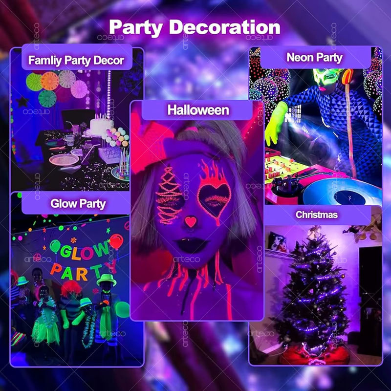 Arteco UV-LED-Streifen mit USB-Anschluss, schwarzes Licht für Party und Heimdekoration, SMD 2835 Diodenband in Schwarz - Bild 2
