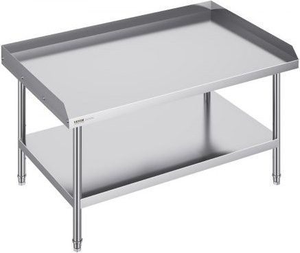 VEVOR Arbeitstisch aus Edelstahl in Silber mit 3-seitigem Spritzschutz und verstellbarer Höhe, B/T/H: 121,9 x 76,2 x 66,0 cm - Bild 1