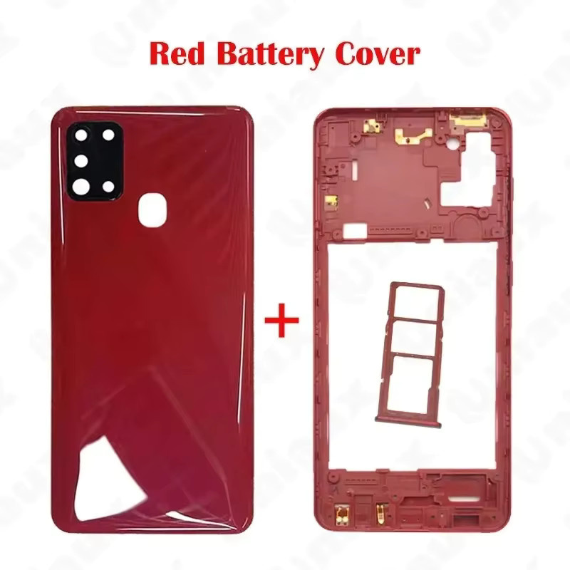 Samsung Galaxy A21s A217 A217F Ersatzgehäuse in Blau mit Mittelrahmen, Batterieabdeckung und Kamera-Glas - Bild 2